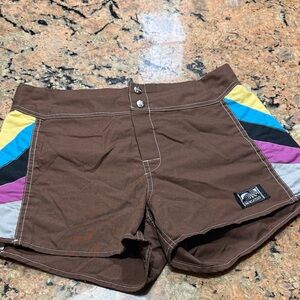 Vintage Weeds 70s Brown Retro board Shorts size 33